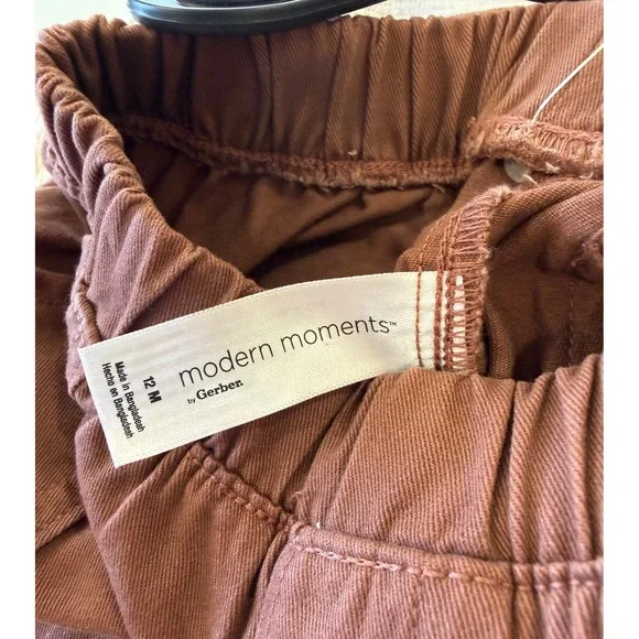 Modern Moments by Gerber Baby 12M 2-Piece Striped Pullover and Pants Set Brown - Picture 5 of 6